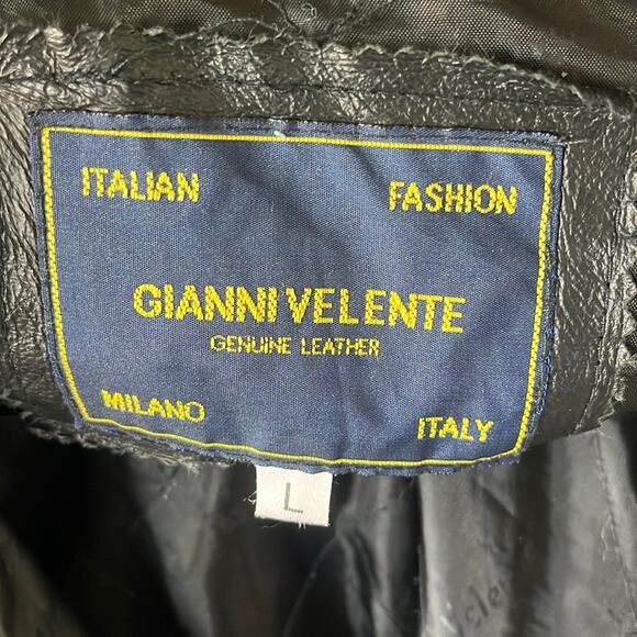 Gianni Velente Made in Italy genuine black leather fully lined Y2K Moto jacket - Picture 2 of 12